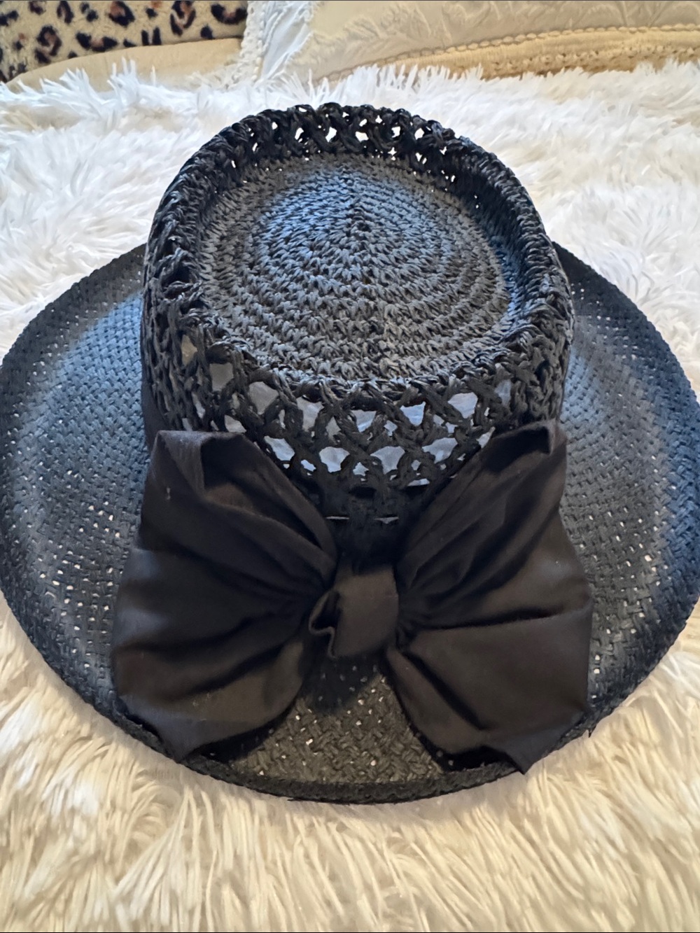 Town Talk Black Derby Hat w/ Oversized Bow